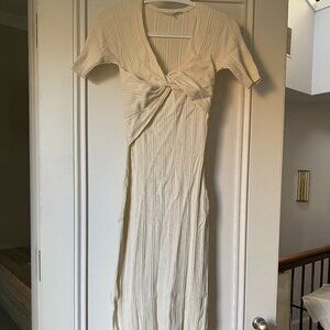 Frame Short Sleeve Ribbed Twist Dress